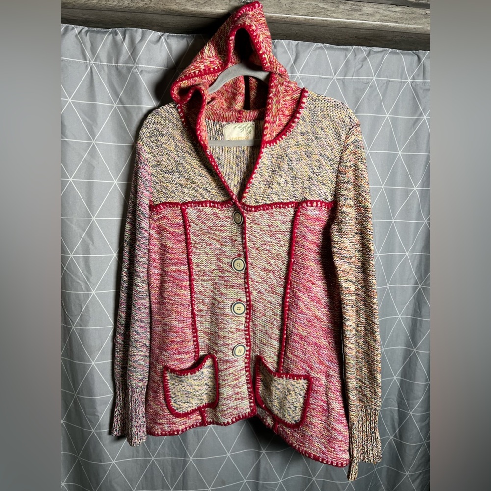 Anthropologie Sparrow Women Button Sweater‎ with hood- Medium